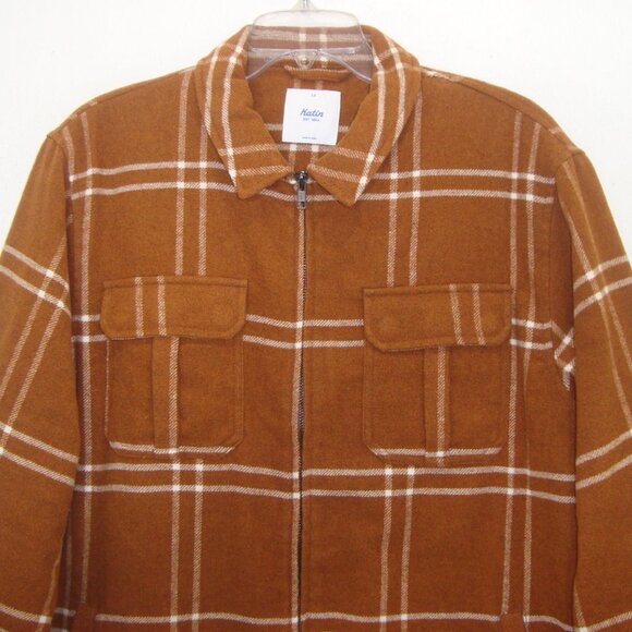 KATIN Men Sherpa Lined Zip Up Crosby Jacket Shacket Wool Blend Rusty Brown - Picture 10 of 14